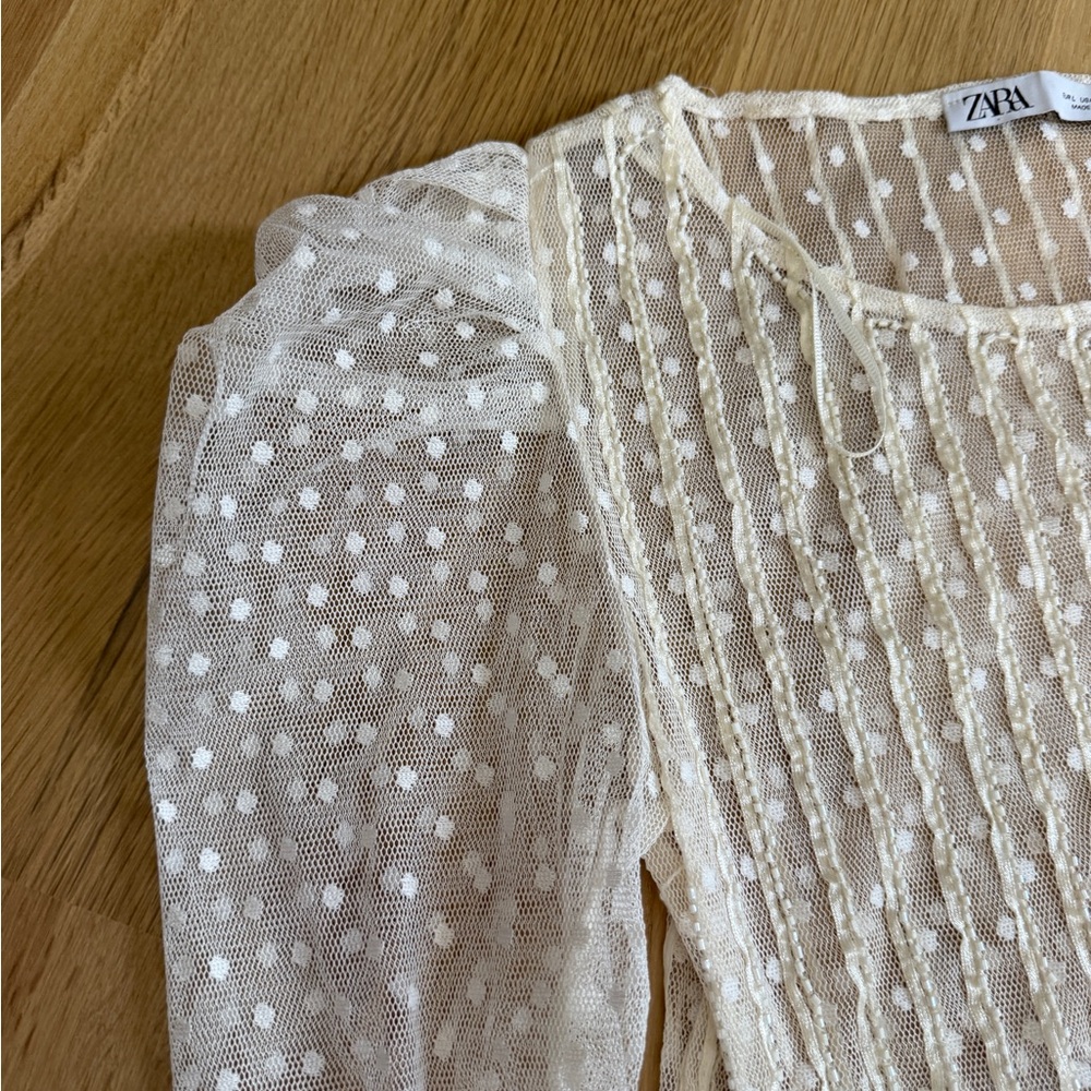 zara Elegant Lace Detail White Top - Picture 5 of 5